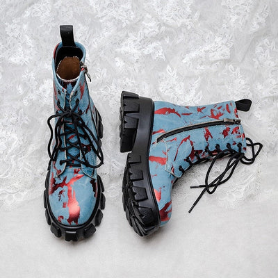 Botas tipo militar para mujer efecto artístico - Ysia