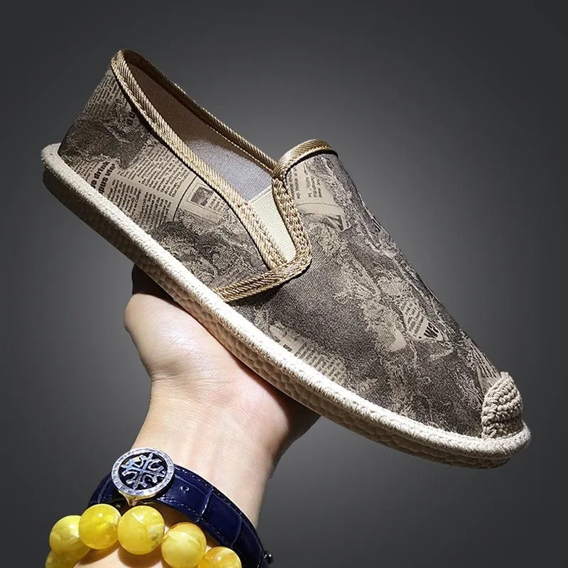 Zapatos planos hombre sin cordones diseño periódico - Arlen