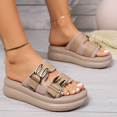 Sandalias para mujer con plataforma acolchada diseño metálico - Julieta
