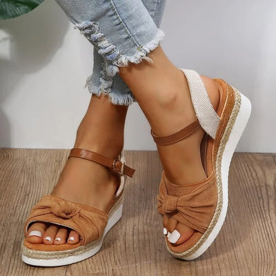 Sandalias para mujer de lona con lazo estilo plataforma casual - Beatriz
