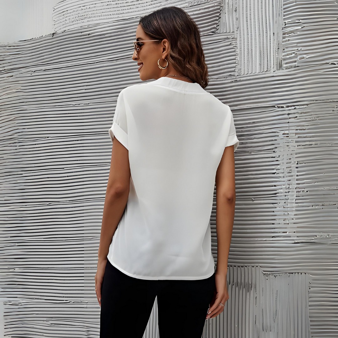 Elsbeth - Blusa Chic para mujer con cuello en V