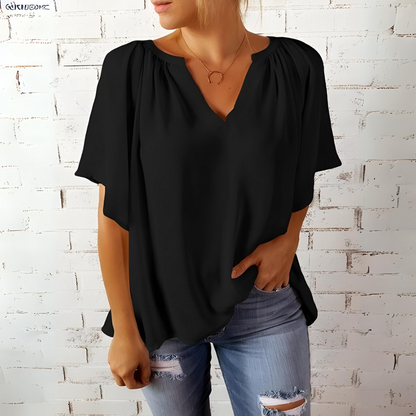 Tineke - Elegante blusa de mujer con cuello en V