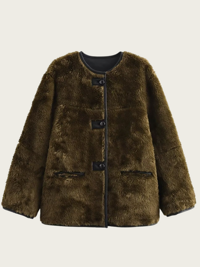 Chaqueta de peluche de mujer con cierre de botones -  Agnes