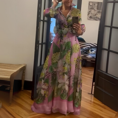 Lara - Lujoso vestido largo de satén italiano