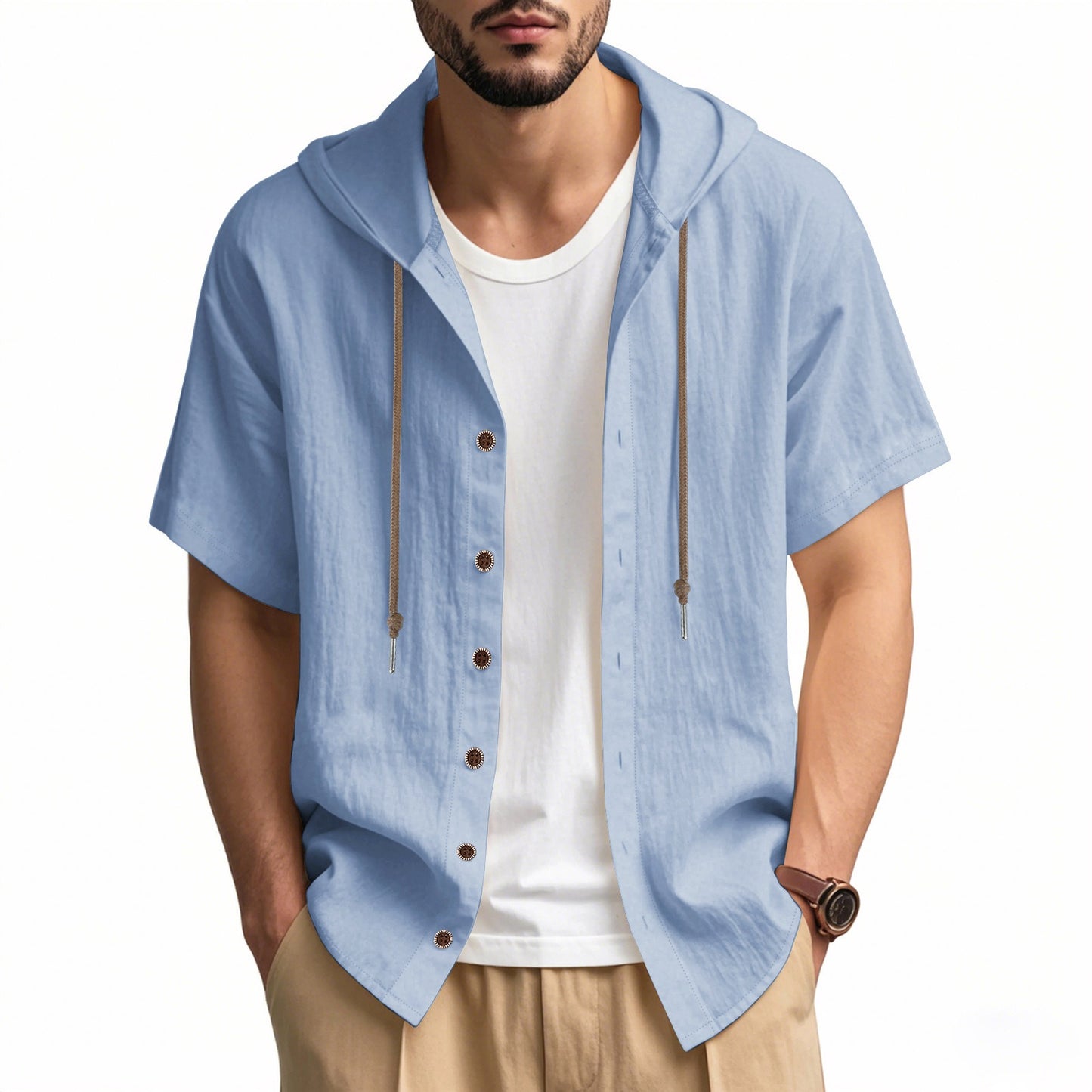 Camisa casual hombre con capucha algodón estilo relajado - Elías