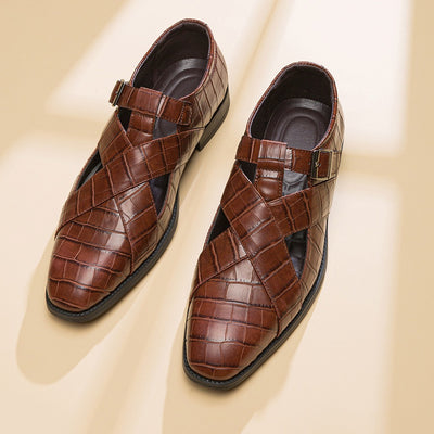 Zapatos formales hombre diseño calado cuero marrón elegante - Ferrano