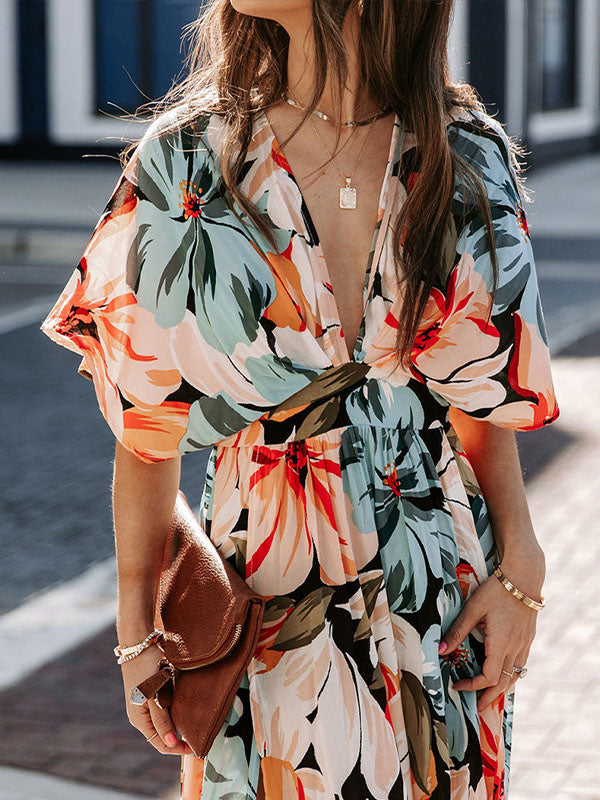 Karina - Vestido estampado con escote en V para mujer