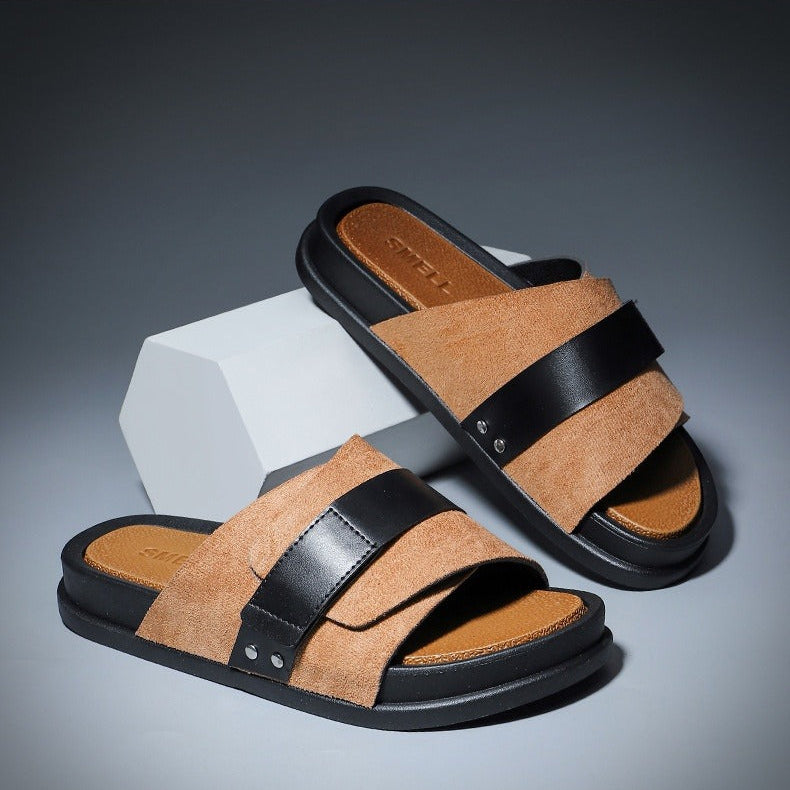 Sandalias para hombre de piel sintética cruzada diseño cómodo - Mateo