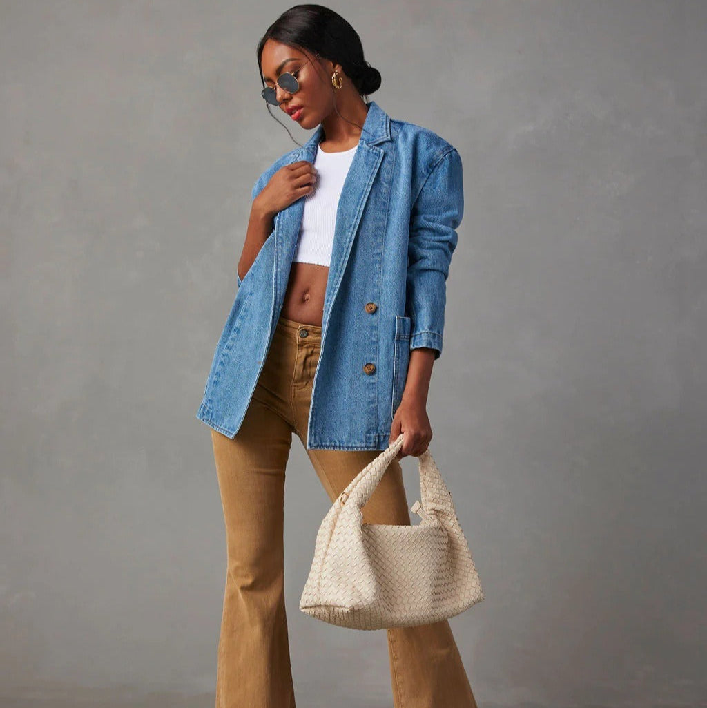 Chaqueta mujer denim lavado estilo blazer - Yalina