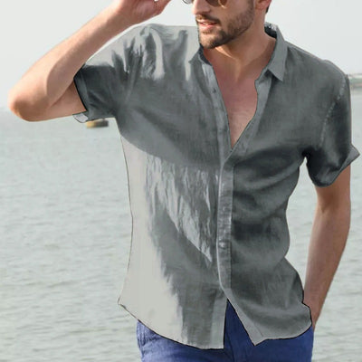 Camisa hombre lino manga corta estilo casual - Iván