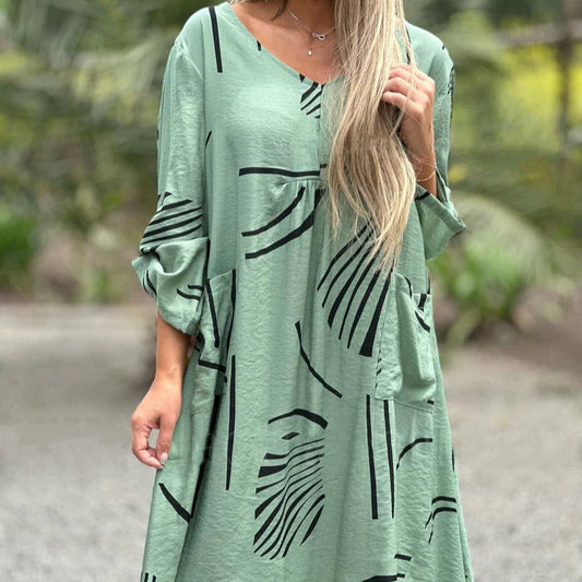 Vestido holgado para mujer estampado geométrico estilo casual - Helena