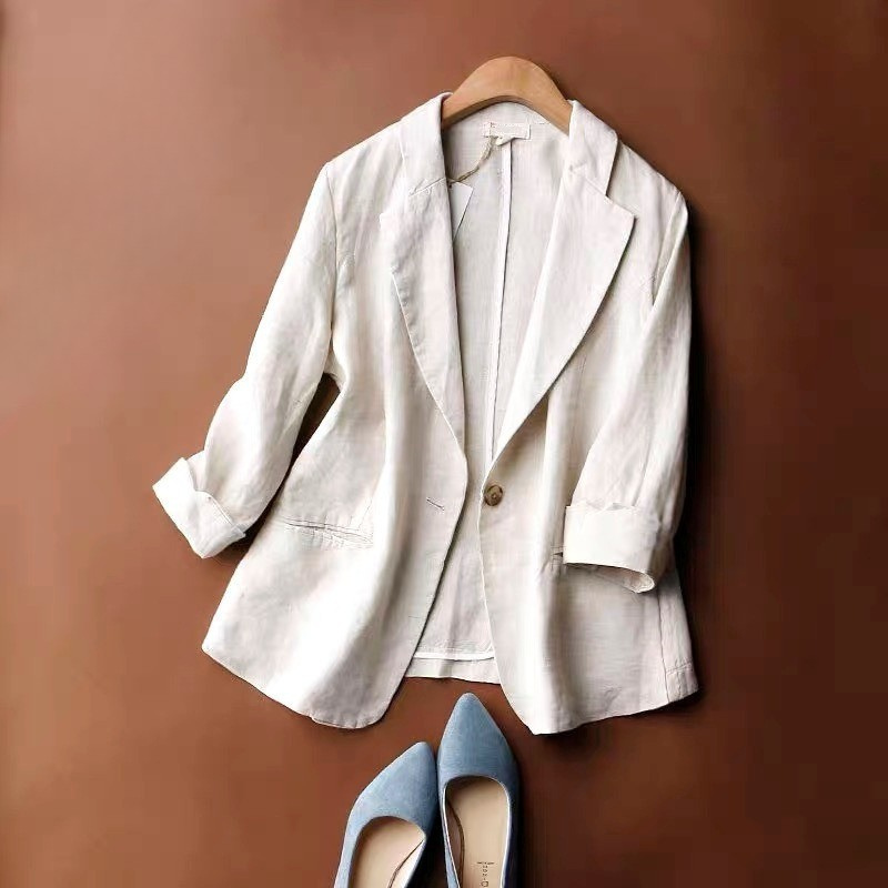 Blazer casual de lino para mujer - Amara