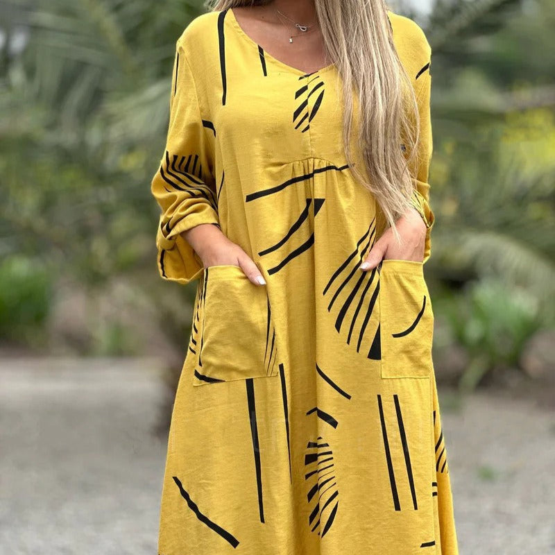 Vestido holgado para mujer estampado geométrico estilo casual - Helena