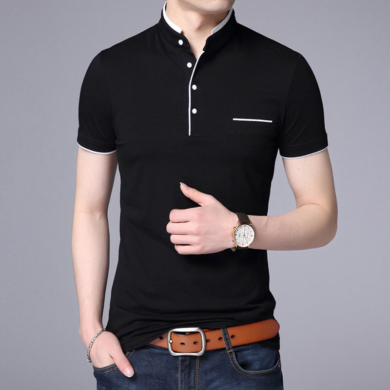 Polo manga corta hombre algodón cuello mao moderno - Álvaro