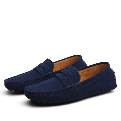 Mocasines hombre gamuza genuina estilo casual azul petróleo - Larkstone