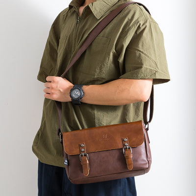 Bolso bandolera para hombre cuero sintético hebillas vintage - Mateo