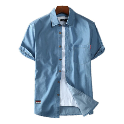 Camisa vaquera hombre manga corta algodón azul - Denver