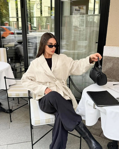 Chaqueta retro de ante de manga larga - Valentina