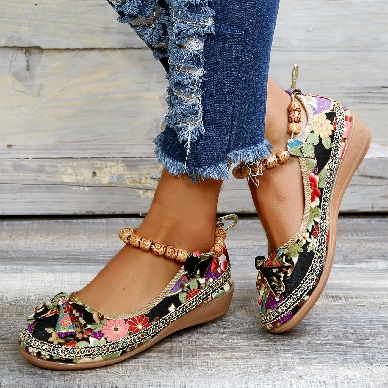 Pia - Zapatos planos de mujer con estampado floral