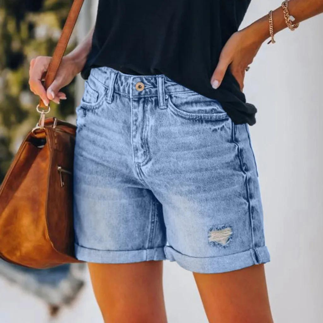 Claudia - Pantalones cortos de mujer en denim elástico