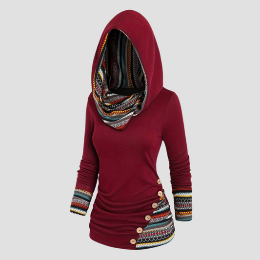 Marja - Sudadera con capucha para mujer de estilo boho