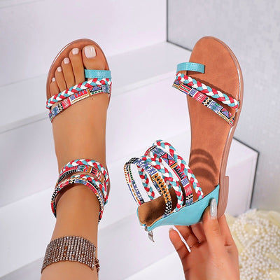 Sandalias planas para mujer diseño étnico trenzado - Nayeli