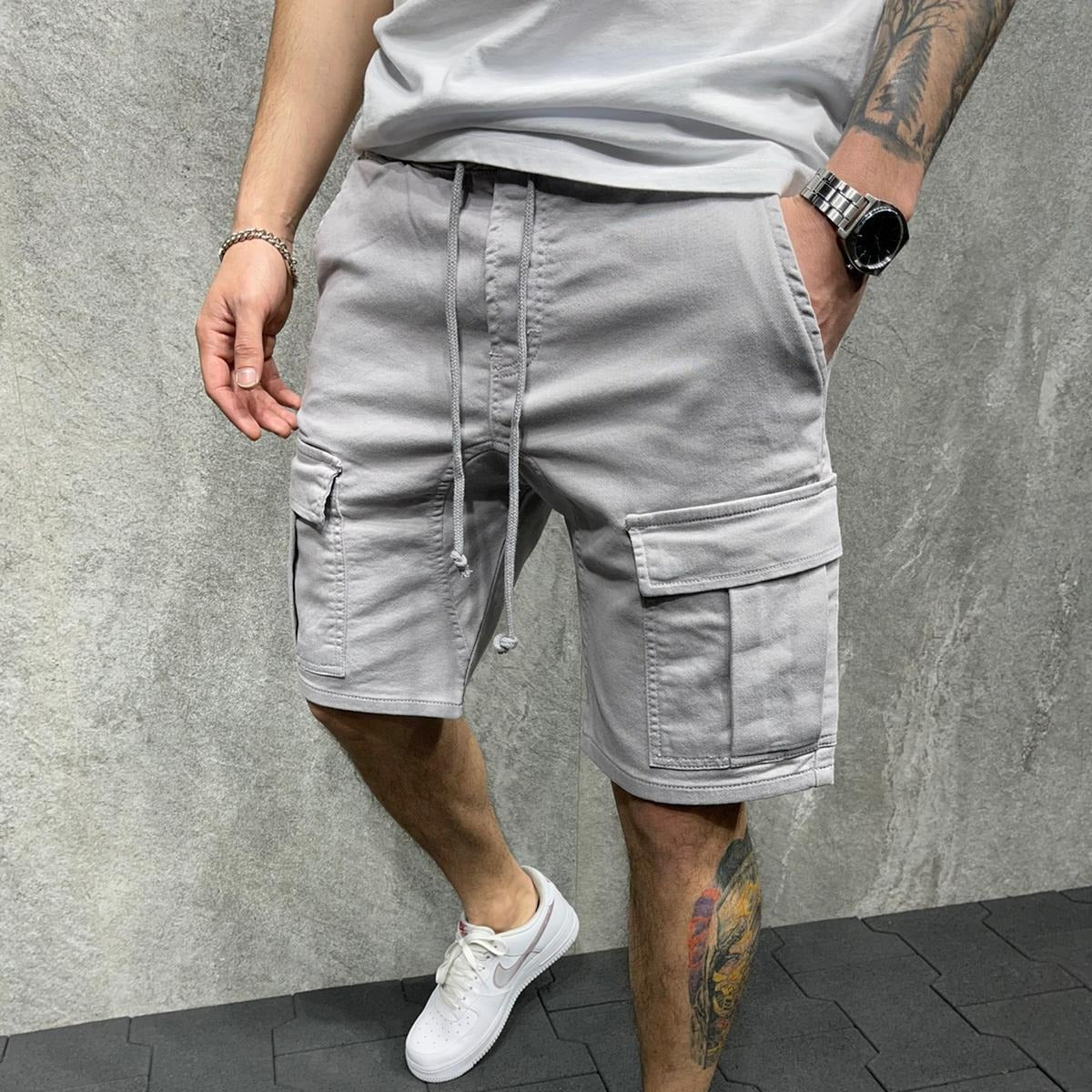 Pantalones cortos para hombre de algodón con bolsillos estilo cargo - Dario