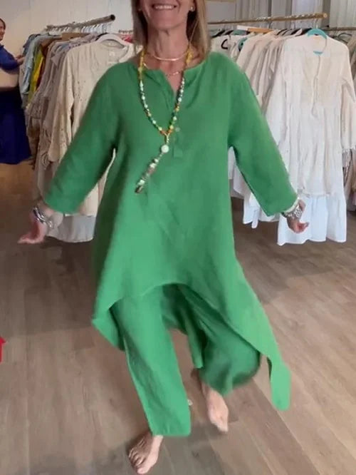 Karina - Traje de lino liso para mujer