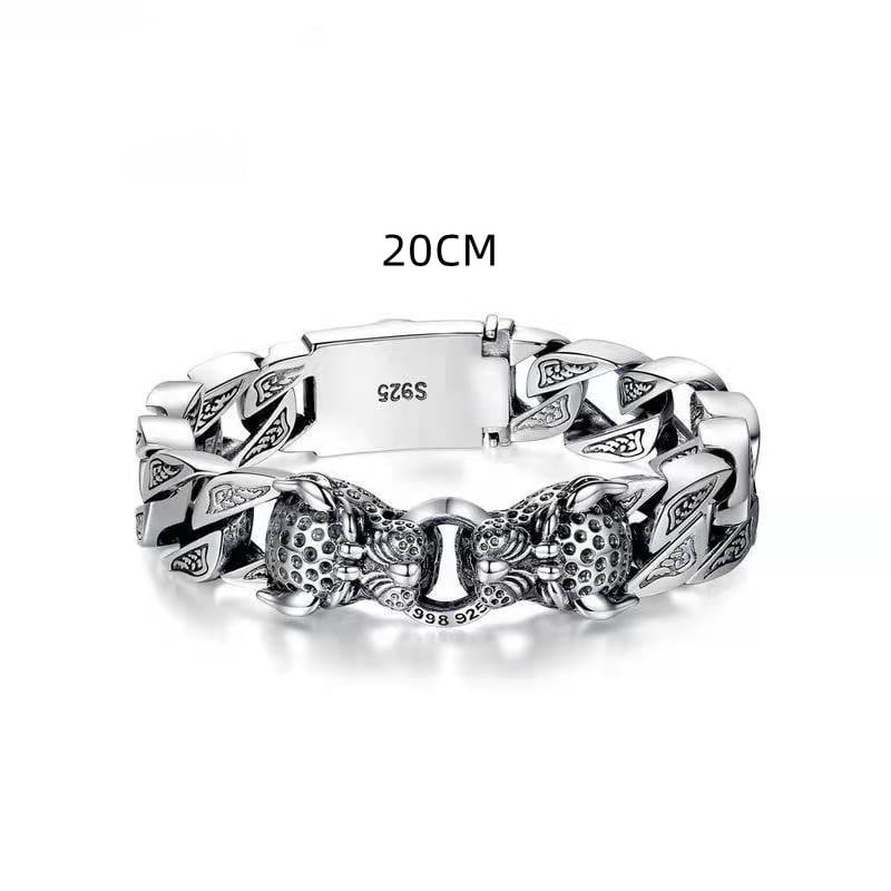 Pulsera hombre cabeza de leopardo diseño tribal metálico - Hekkan