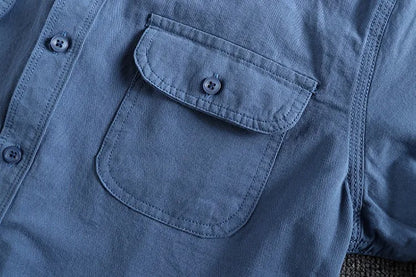 Camisa casual hombre bolsillos frontales estilo recto - Elías