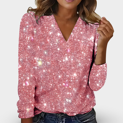 Kimberly - Lujosa camisa con cuello en V, elegante y con estilo