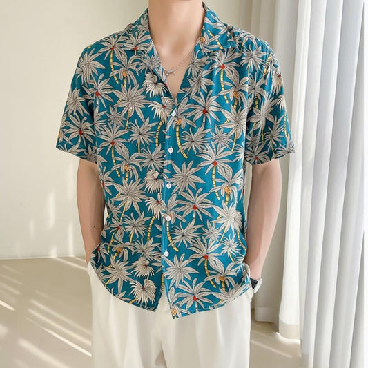 Camisa para hombre viscosa con estampado tropical estilo holgado - Julián