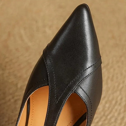 Zapatos de tacón para mujer diseño T-bar elegante acabado liso - Celestine