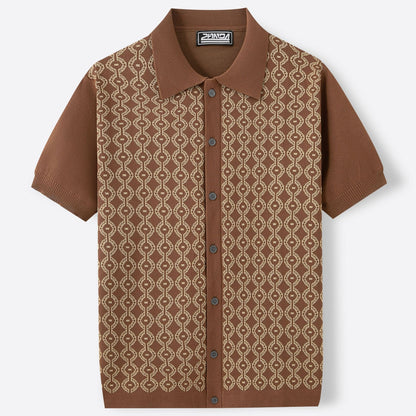 Camisa polo hombre tejido jacquard diseño geométrico - Esteban