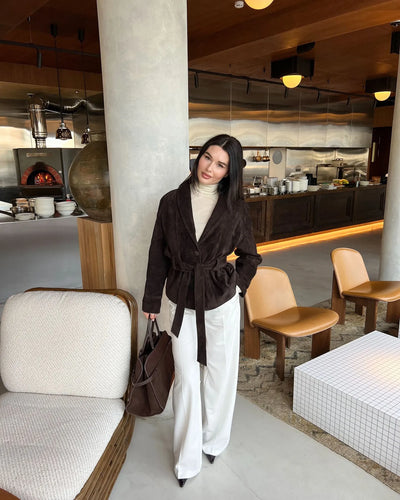 Chaqueta retro de ante de manga larga - Valentina