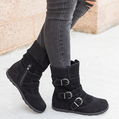 Botas casuales de mujer con hebillas y detalle en gamuza - Amelie