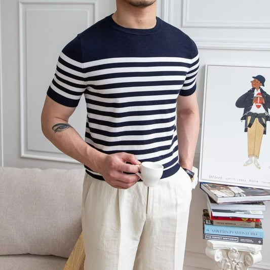 Camiseta para hombre de punto a rayas estilo clásico - Mateo