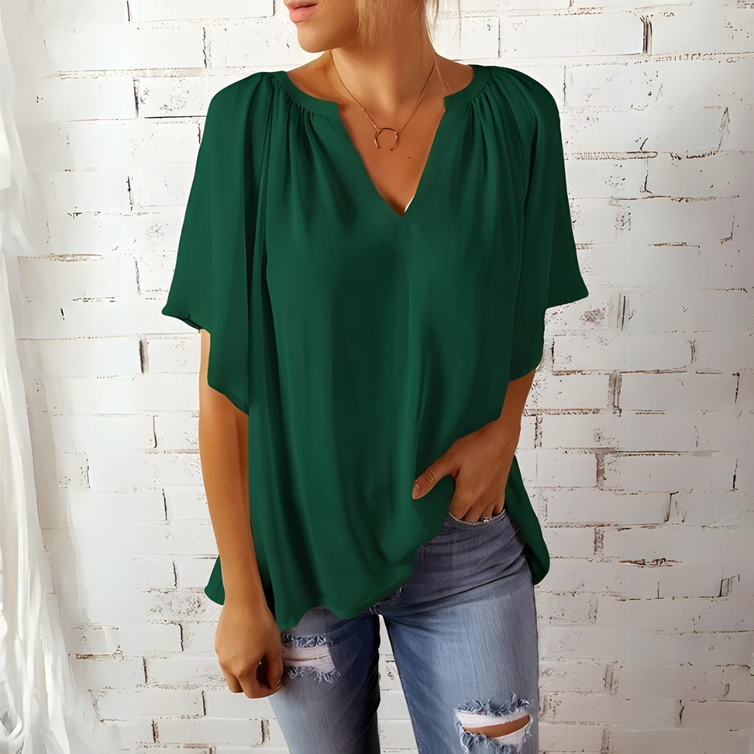 Tineke - Elegante blusa de mujer con cuello en V