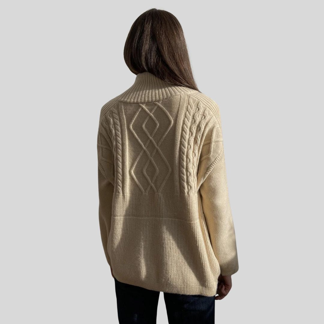 Hanna - Jersey de cuello alto con diseño geométrico de punto trenzado