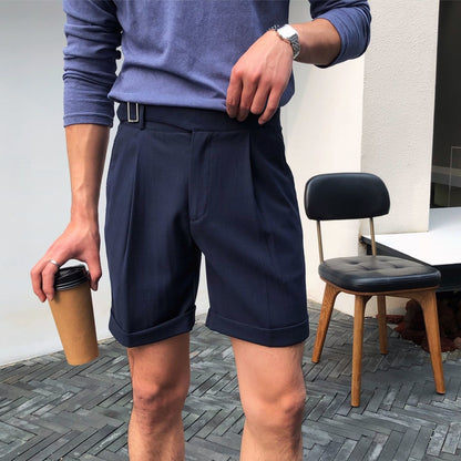 Pantalones cortos hombre pinzas elegantes cintura alta - Lorenzo