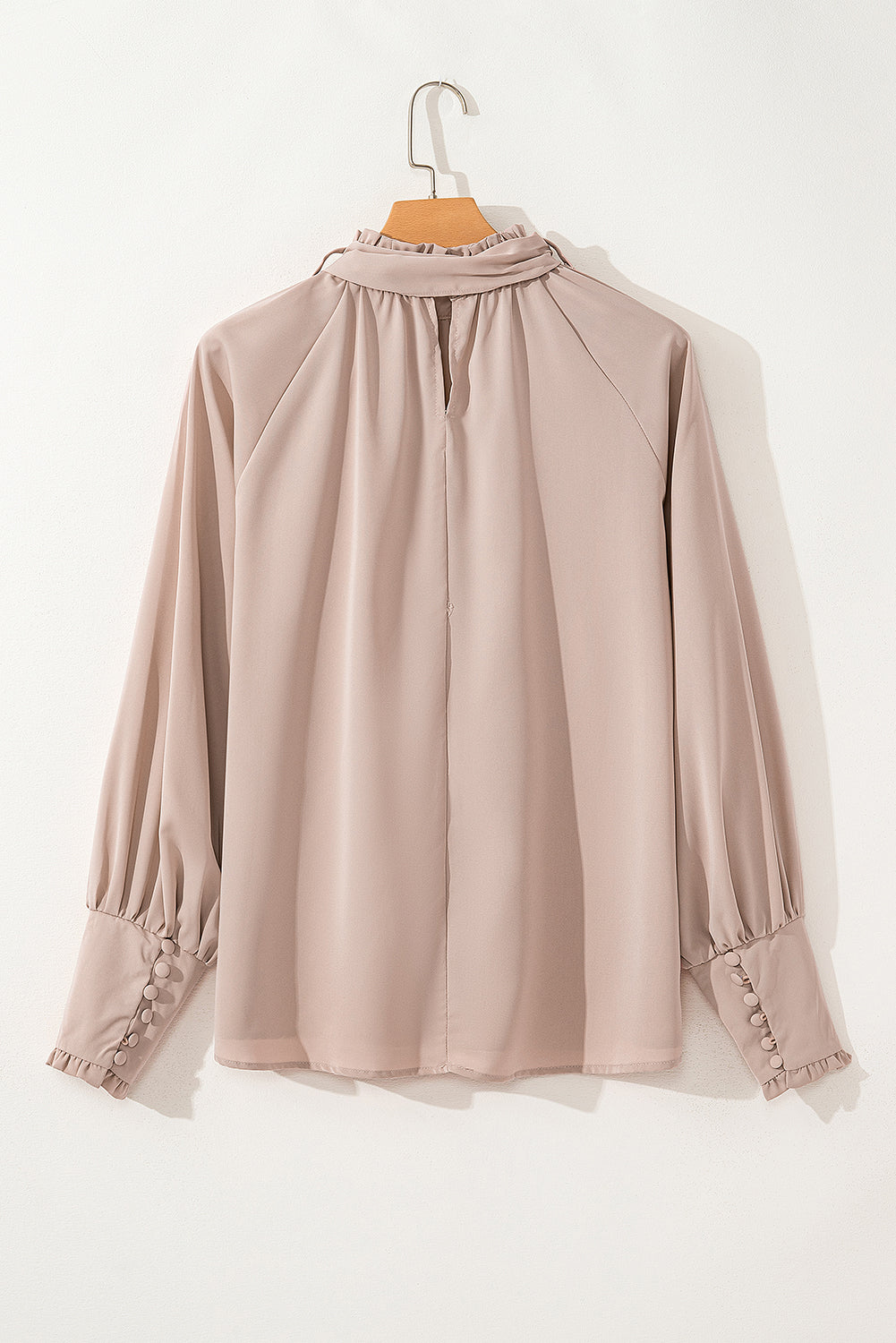 Mora - Blusa de cuello alto y flecos con mangas episcopales