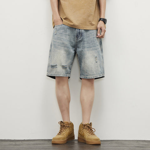 Pantalones cortos hombre denim desgastado estilo recto - Tomás