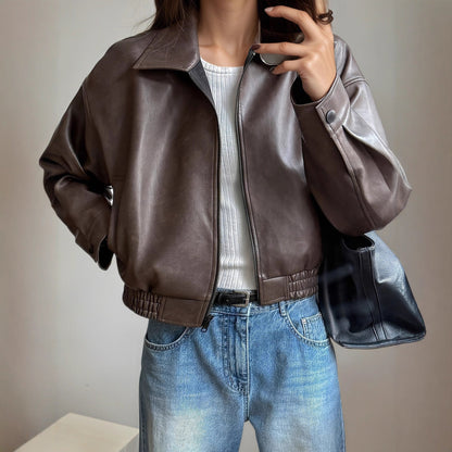 Chaqueta de cuero de manga larga para mujer - Elvira