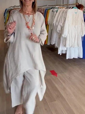 Karina - Traje de lino liso para mujer