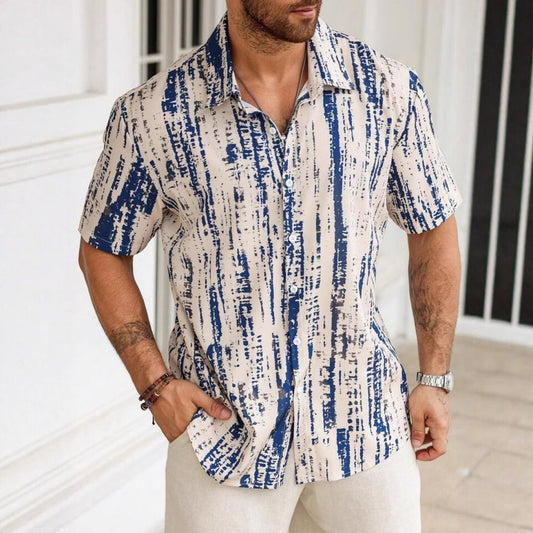 Camisa para hombre viscosa con estampado abstracto estilo casual - Mateo