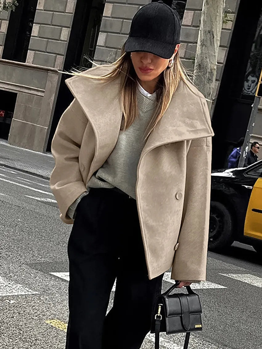 Henna - Abrigo de manga larga de color liso