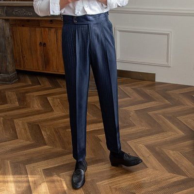 Henry - Pantalón recto de talle alto Nápoles a rayas doradas y plateadas