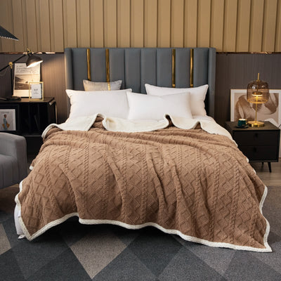 Manta térmica doble capa efecto lana suave