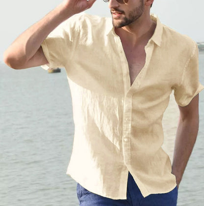 Camisa hombre lino manga corta estilo casual - Iván