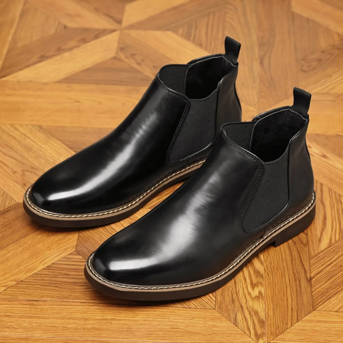 Botines para hombre de piel sintética elástica estilo Chelsea - Mateo